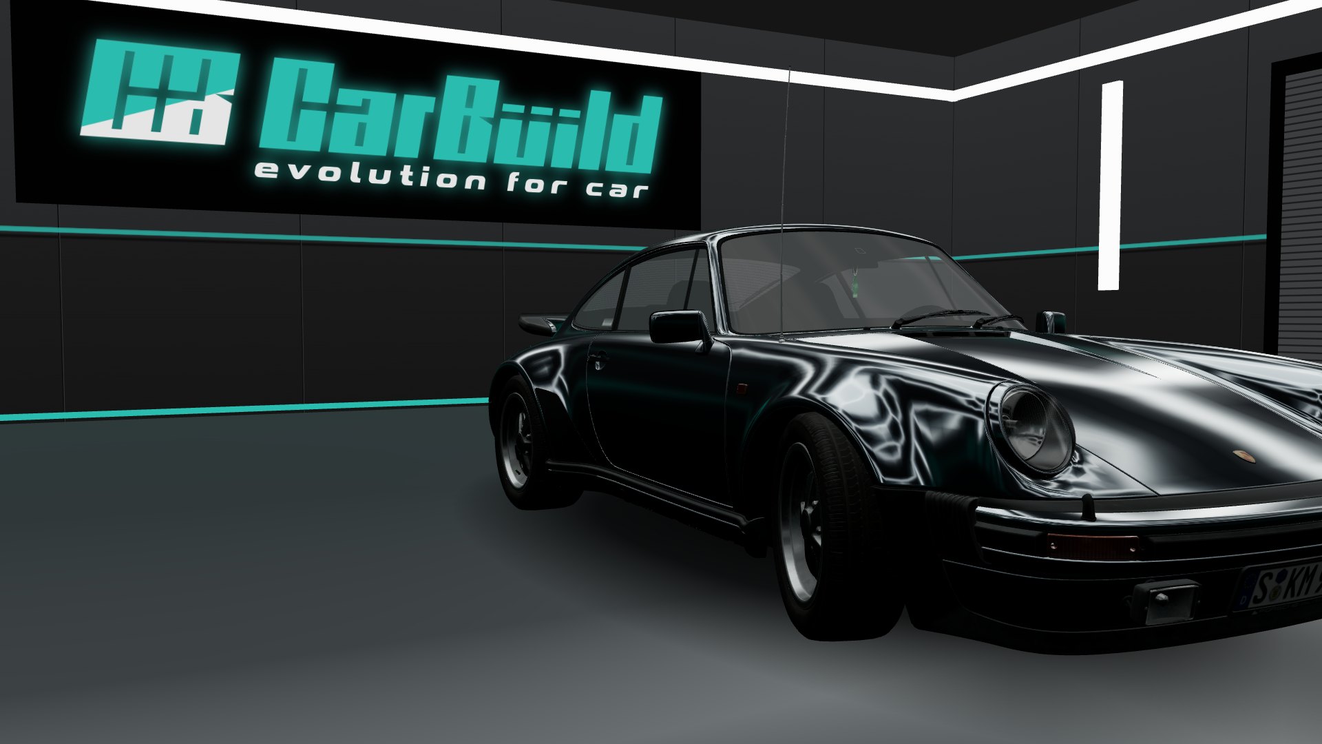 Porsche 911 Turbo в тёмной студии с бирюзовым светом